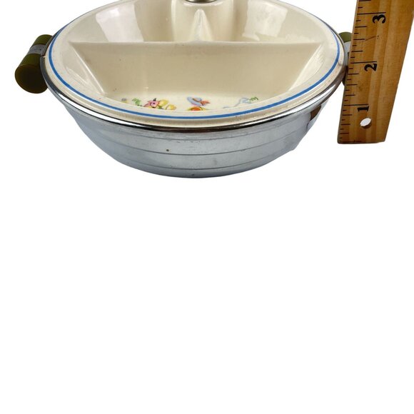 Bartsch Chrome Base Vtg Little Boy Blue 1940s Food Warmer Dish Bakelite Handles - Picture 5 of 6